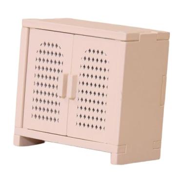 Imagem de menolana Armário de armazenamento em miniatura para casa de bonecas na escala 1:12, acessório para fotografia, mini armário de madeira para quarto, cozinha e, Leite Branco