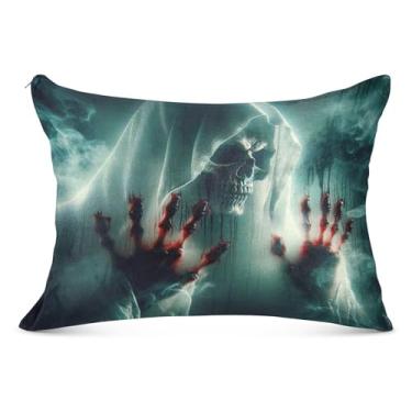 Imagem de Capa de almofada com figuras fantasmagóricas, mãos sangrentas, supermacia, 53 x 137 cm, tamanho king size, resistente a desbotamento e manchas, com zíper