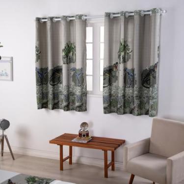 Imagem de Cortina Infantil e Juvenil Boy para Varão Simples Duplo 2m Estampa Digital 2,00x1,50m Dinos