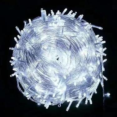 Imagem de Corda de Luz LED de Natal Cor Quente 10/20/30m, Conector Universal 110V-220V, Iluminação Decorativa para Ambiente Festivo, Sala, Jardim e Decoração de Festa(15M-110V-Branco)