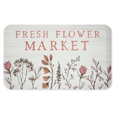 Imagem de Tapete antifadiga Fresh Flower Market Blooms, tapete ergonômico acolchoado para cozinha e pé com suporte antiderrapante, tapete confortável ecológico, design da Lux + Me Designs, 76 cm x 45 cm