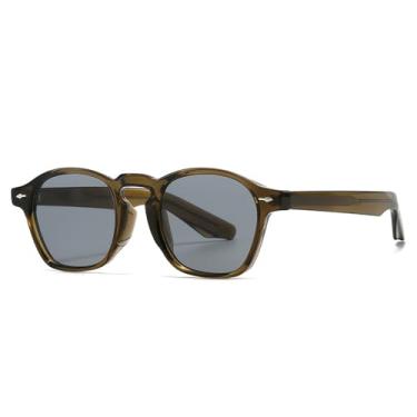 Imagem de Óculos de Sol Punk com Armação Pequena e Rebites, Proteção UV400, Ideais para Esportes ao Ar Livre, Corrida e Ciclismo, Verde Militar