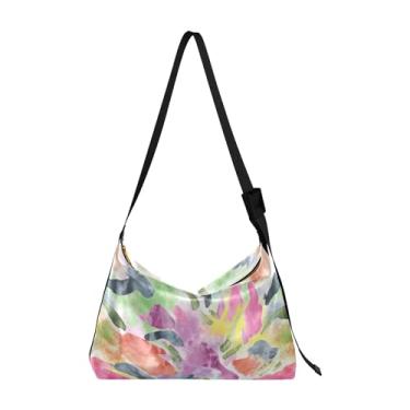 Imagem de Cute Sloth Kawaii Bolsa Hobo de Couro Animal para Mulheres Grande Masculina Bolsa de Couro Estampa de Folha Moderna Bolsa Designer de Ombro, Pincel colorido tie dye