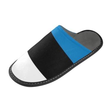 Imagem de Joisal Pantufas femininas com bandeira da Estônia, felpudas, macias e fofas, sapatos de inverno com espuma de memória, tamanho 4-5, Bandeira da Estônia, 9-10 Wide