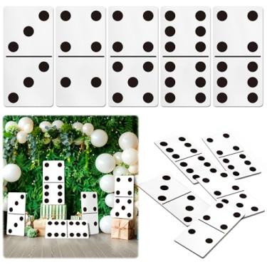 Imagem de Giant Domino Decor for Casino Theme Party & Game Night - Jumbo 15.7''x7.87'' Cardboard Stand-Up Decoration | Reusable Havana Nights & Birthday Party Props (5 Pcs Large Domino Paper Board)（Black）