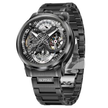 Imagem de OLEVS Relógio masculino esqueleto automático mecânico luxuoso relógio de pulso à prova d'água luminoso tungstênio, 3278: todo preto