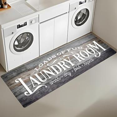 Imagem de ANNA QUEEN Tapete de lavanderia 50 x 129 cm – Tapete antiderrapante para cozinha rústica, entrada, cabana e decoração de casa