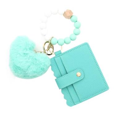 Imagem de IASINN Carteira feminina com chaveiro fofo, carteira feminina com bolso para moedas e porta-cartão de crédito pequena, Verde, ONE SIZE