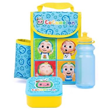 Imagem de Cocomelon Lancheira Conjunto de 3 peças, bolsa infantil, garrafa de água e pote para lanche