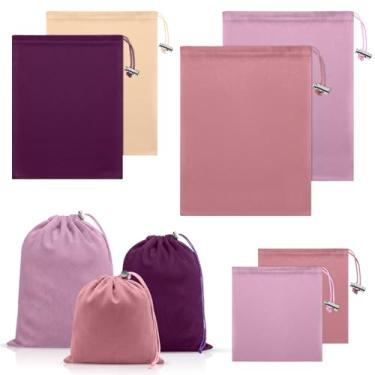 Imagem de Hillban 6 sacos de armazenamento de brinquedos com cordão de microfibra organizador de brinquedos leve bolsa de presente multiuso dobrável sacos de viagem para mulheres e homens, 3 tamanhos (ml, rosa