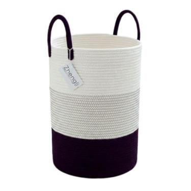 Imagem de Cesto Organizador de Corda Multifuncional – Grande (50x38cm) com Alças Laterais | Estrutura Reforçada em Corda de Algodão | Para Brinquedos, Lavanderia, Roupas, Sala e Quarto | Design Decorativo