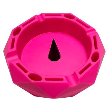 Imagem de Vegcorn Cinzeiro de silicone portátil para acessórios de cigarro resistente ao calor (rosa vermelho)