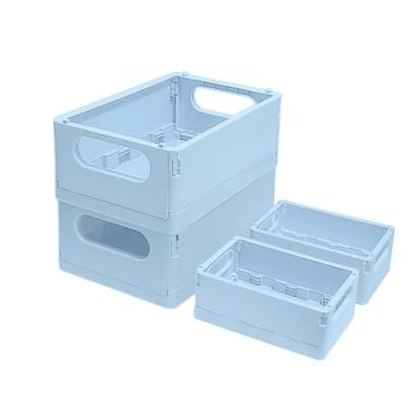 Imagem de Caixa organizadora de mesa dobrável de plástico, conjunto de 4, 2 caixas de armazenamento dobráveis médias + 2 pequenas caixas de armazenamento dobráveis portáteis para escritório, sala de aula