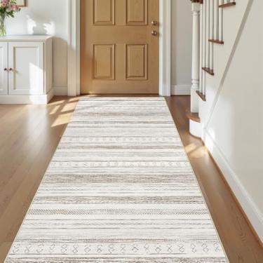 Imagem de Tortania Tapete de área 8 x 20 cm - lavável macio neutro boho marroquino tapete de casa de fazenda tapete para sala de estar, quarto, cozinha, entrada, embaixo da mesa de jantar, decoração de