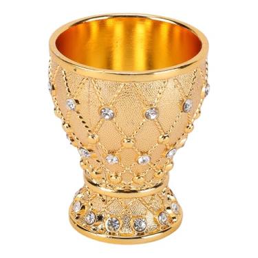 Imagem de Phefop Cálice de Vinho Vintage, Copo Gótico de Liga de Zinco para Beber Copo Medieval Com Alívio para Comunhão, Festa de Casamento, Feriados, Bar de Aniversário (GOLD)