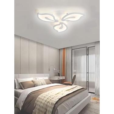Imagem de Luminária de teto LED moderna com design criativo de pétalas para sala de estar, economizadora de energia, com regulagem de intensidade e controle remoto (60 cm).