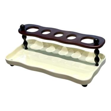 Imagem de Baoblaze Porta-escovas de dentes para banheiro, organizador de, organizador de pasta de dente com 5 compartimentos para cozinha, Bandeja Amarelo-creme