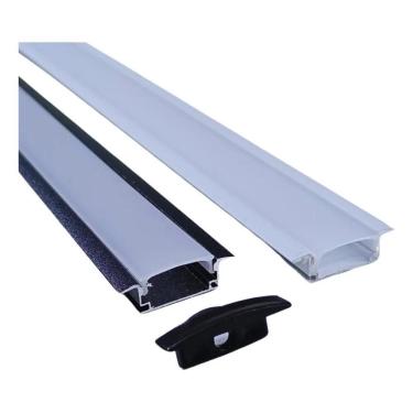 Imagem de 2X Kit Perfil De Embutir 24Mm Aluminio Para Fita Led 2 Metr