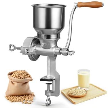Imagem de Lounsweer Moedor manual de grãos de ferro fundido com moedor de milho Hopper Moedor fundido para grãos de café, cevada, trigo, bagas, grão de bico, sementes de pimenta, feijão seco, alimentação