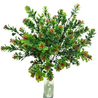 Imagem de Buquê de plantas verdes de plástico simulação casamento grama parede arranjos florais acessórios casa mesa decoração falsa (vermelho)