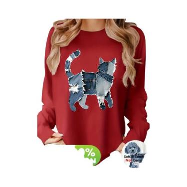 Imagem de Camiseta Feminina Solta E Confortável De Algodão Com Estampa Gráfica D