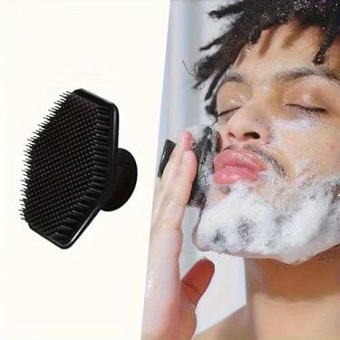 Imagem de Esfregador facial de silicone – Escova de limpeza facial suave para limpeza profunda da pele, leve e portátil para banho, viagens – preto