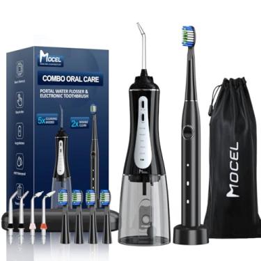 Imagem de MOCEL Combo de irrigador dental e escova de dentes elétrica – Kit de limpeza oral portátil para limpeza de dentes, aparelhos e cuidados com as gengivas