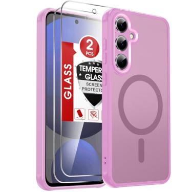 Imagem de LeYi Capa compatível com Samsung Galaxy S24-FE: [ ] [Mag-Safe Fit] com protetor de tela, película fosca translúcida de toque suave e proteção total para celular S24FE, rosa