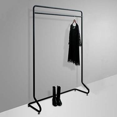 Imagem de SGeneE Suporte de exibição de loja de roupas, suporte de piso preto de ferro forjado, escorredor de varanda, não enferruja facilmente (150 cm)