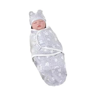 Imagem de Conjunto De Cobertor E Chapéu De Algodão Para Bebê Recém-Nascido Com E