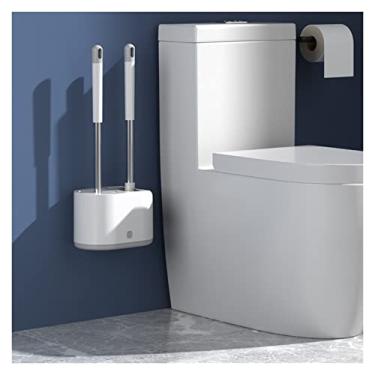 Imagem de Escova de vaso sanitário de aço inoxidável, ferramenta de limpeza de vaso sanitário montada na parede com base, escova de limpeza doméstica, acessórios de banheiro, escova de limpeza (cor: em pé