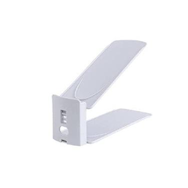 Imagem de HHHJQFAAT Suporte de sapato, suporte de sapato de camada dupla doméstico simples de uma peça sapateira de plástico sapateira economiza espaço, antiderrapante (cor: cinza) (cinza)