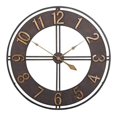 Imagem de Relógios de parede modernos 3D grande retro arte de ferro dourado relógio de parede oco algarismos romanos decoração de casa 60 cm (B)