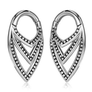 Imagem de Maxbott 2 peças de ganchos de orelha de elos de corrente para alargadores de ouvido esticados 2G 0G calibres expansores de aço inoxidável brincos piercing feminino masculino joias modernas, 5mm, Aço