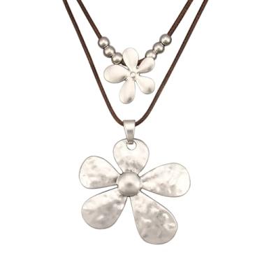 Imagem de joymiao Colares Boho para mulheres, colar de círculo grosso, em camadas, boho, círculo, couro, gargantilha longa, vintage, joias boêmias, presentes, Couro sintético, Sem Pedra Preciosa