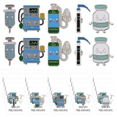 Imagem de Ferreve Conjunto de 50 presentes de apreciação de anestesia propofol molécula broche, ideias de presente de anestesiologista com cartões de agradecimento, presentes de semana CRNA para funcionários