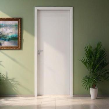 Imagem de Kit Porta de Madeira 210x72cm Batente 18cm Lisa Primer Uniportas Abert