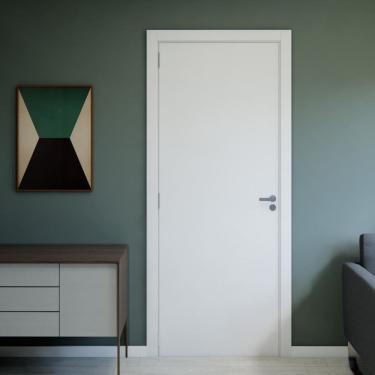 Imagem de Kit Porta de Madeira Completa 213x94cm Batente 10 a 12,5cm Lado Esquerdo Branco