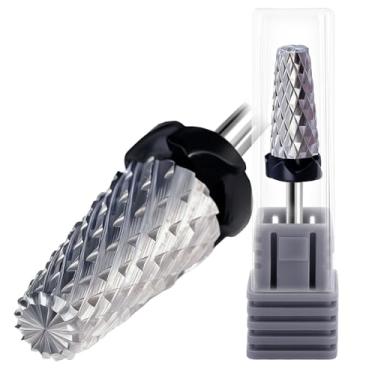 Imagem de Fantexy Broca de unha de carboneto de 3/81.3 cm - Remova os géis rígidos de acrílico de forma rápida e segura, broca de carboneto de tungstênio 5 em 1 para arte de unhas, manicure, pedicure, gel