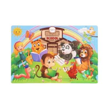 Imagem de Quebra-Cabeça De Animais De Madeira Para Crianças, Dinossauro, Avião, 