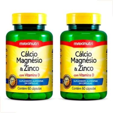 Imagem de Kit 02 Cálcio, Magnésio e Zinco com Vitamina D 600mg - 60 Cáps. Maxinutri