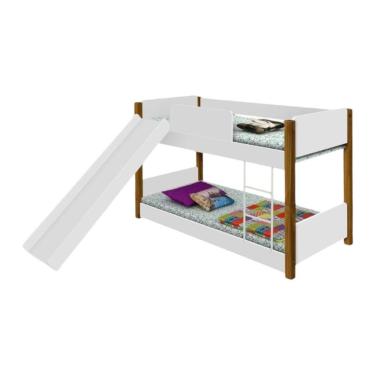 Imagem de Beliche Colchão Escorregador Infantil Carolina Branco E Mel