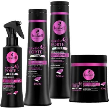 Imagem de Kit Cavalo Forte Hidra 500gr Haskell  Hidratação Profunda (4 Itens)