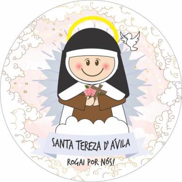 Imagem de Painel de Lona Redondo Santinhos Católicos Santa Tereza D'Ávila Flores