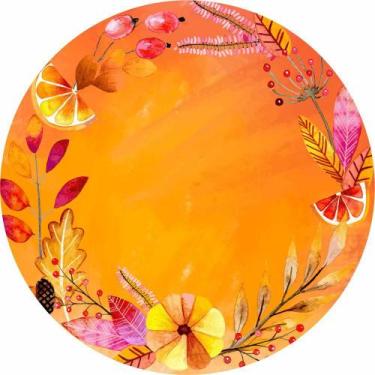 Imagem de Painel De Tecido Sublimado Redondo Frutas e Folhas Outono C/Elástico -