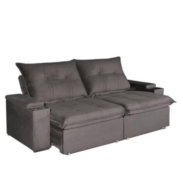 Imagem de Sofá 4 Lugares 2,50m Retrátil e Reclinável Ravi Bom Pastor, Bege Escur