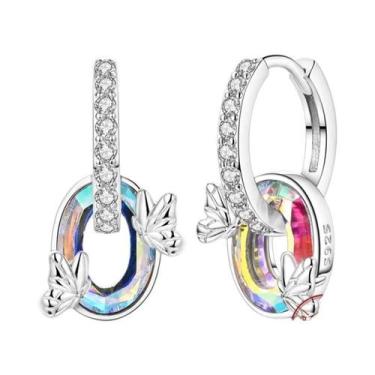 Imagem de Brincos De Argola Em Prata Esterlina 925 Com Cristal Starlight E Desig