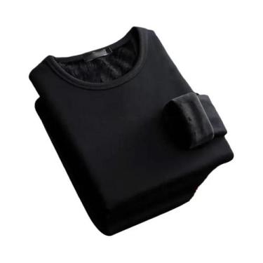 Imagem de Camiseta Térmica Masculina De Inverno Com Manga Longa Em Veludo, Gola 