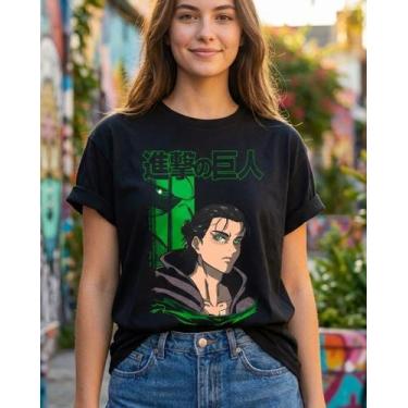 Imagem de Camiseta Unissex Attack On Titan - Eren - Premium Tamanho:PCor:Preto -
