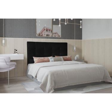 Imagem de Cabeceira Casal 1,40m Berlim Corino Preto Dal Poz Estofados